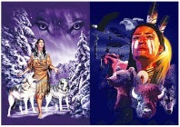 3D Picture 9702--American Indian with Wolves/American Indian with Wolves/Bear/Bison