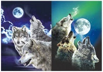 3D Picture 9704--Three Howling Wolves with Moon